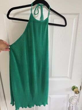 SHEIN Green/Teal Backless Halter Mini Dress